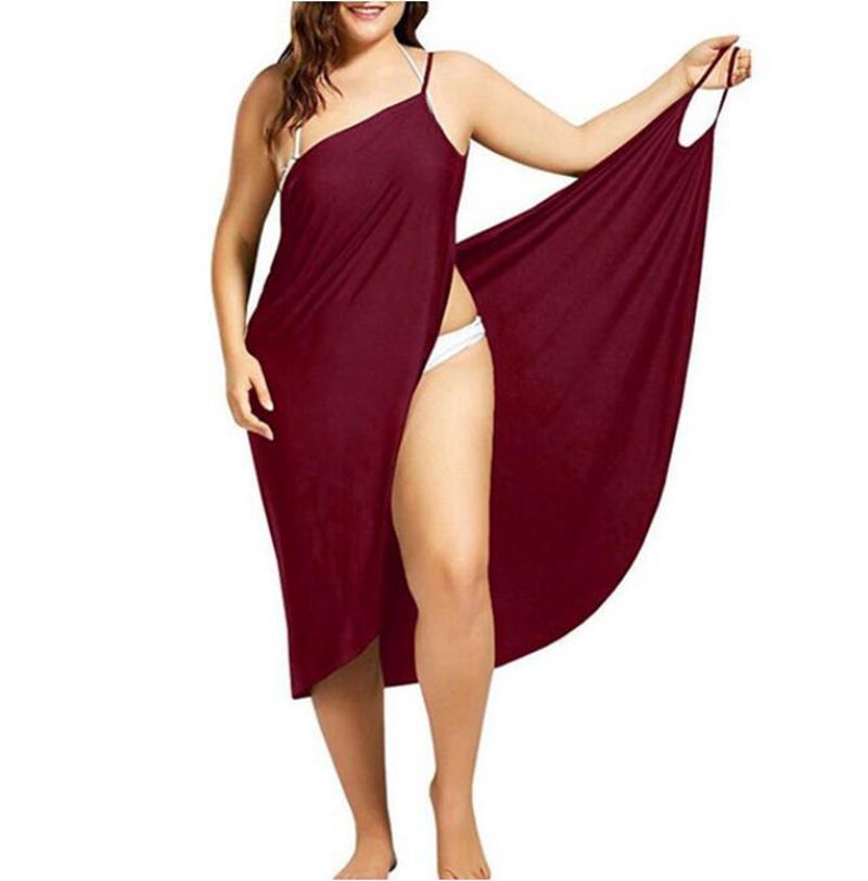 Damen nan vielseitiges Strand-Pareo-Wickelkleid mit Spaghettiträgern und asymmetrischem Saum Echo Archiv