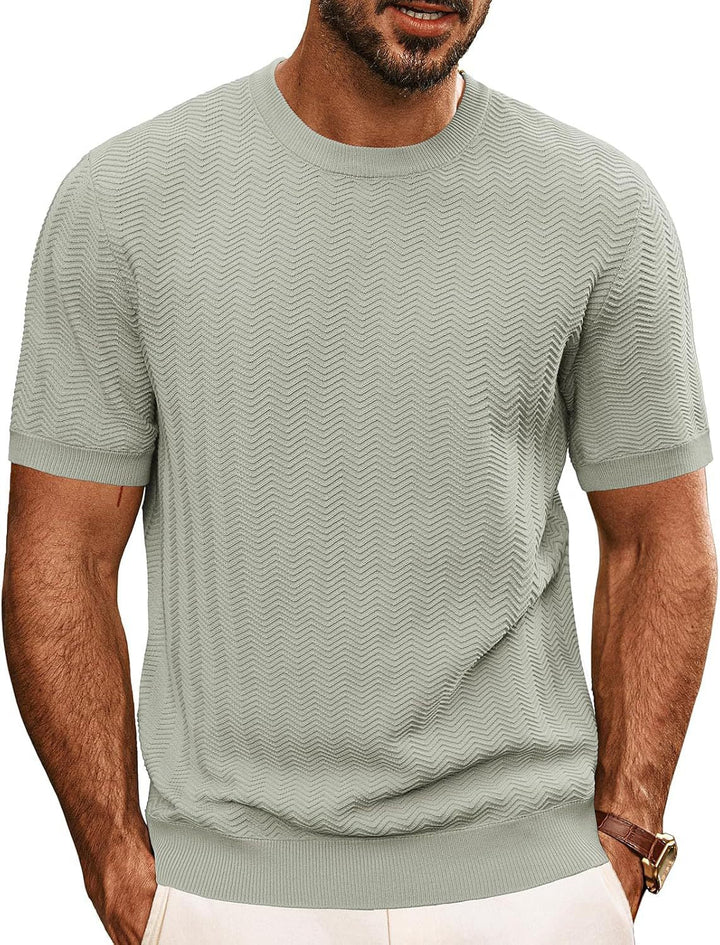 Herren strukturiertes Rundhals T-Shirt Echoarchiv