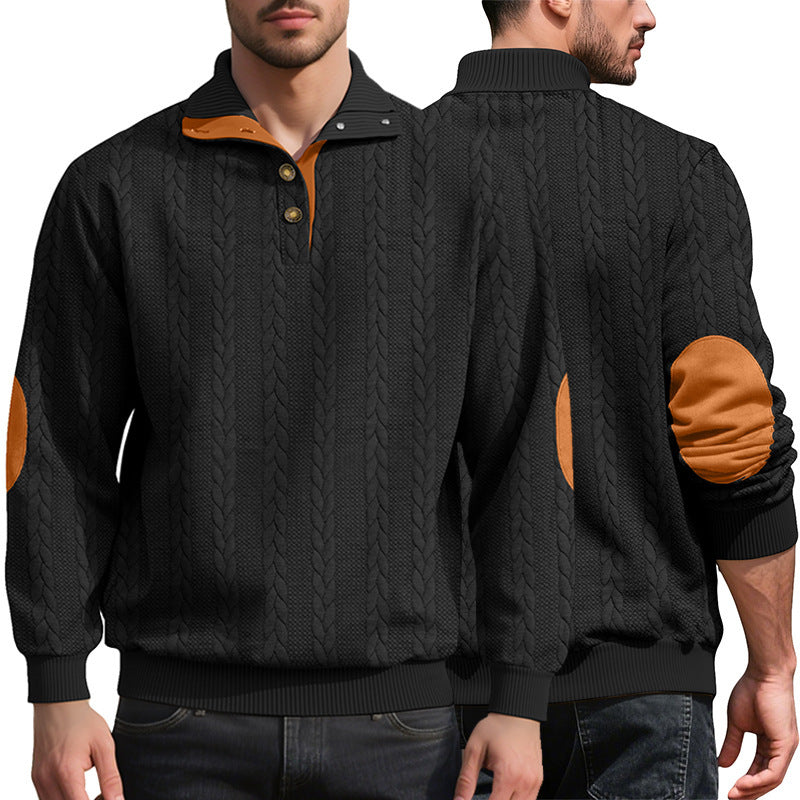Herren modischer Strickpullover mit Knopfleiste und Kontrastdetails Echoarchiv