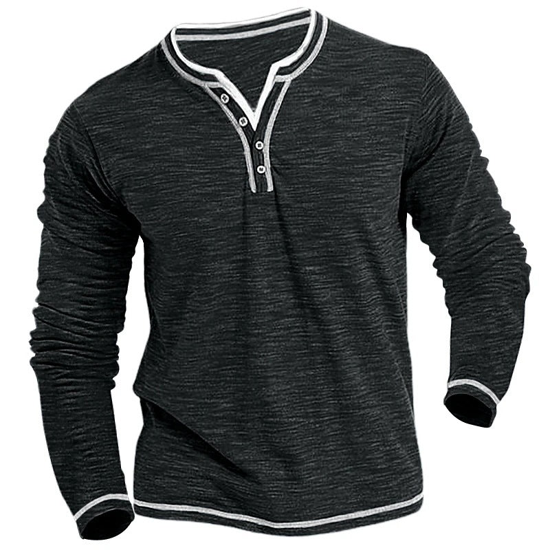 Herren Langarm Henley-Shirt mit Kontrastnähten Echoarchiv