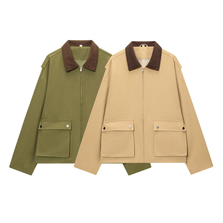 Damen Utility-Fieldjacke mit Cordkragen, Reißverschluss und aufgesetzten Klappentaschen Echoarchiv