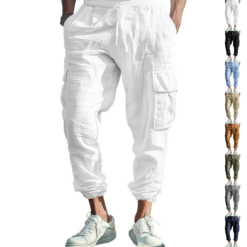 Herren luftige Cargo-Hose mit elastischem Bund und seitlichen Taschen Echoarchiv