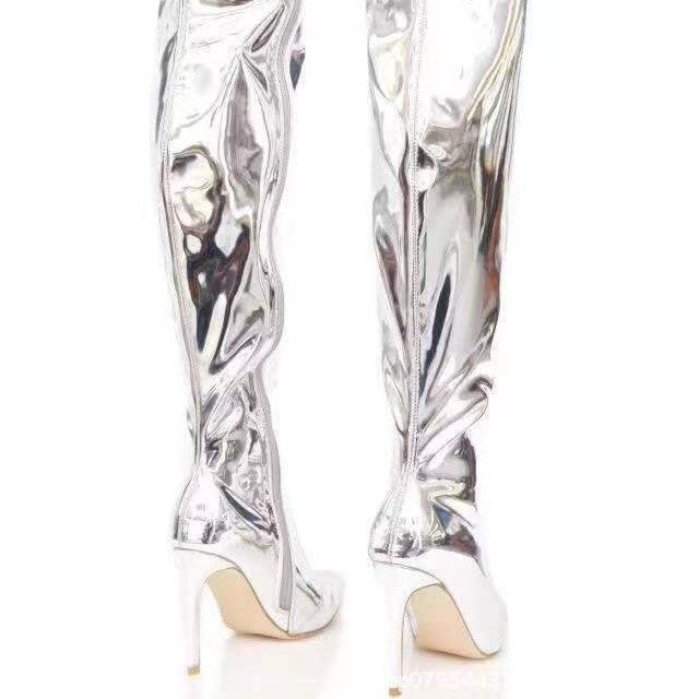 Damen Overknee Stiefel mit glänzender Oberfläche und elegantem Stiletto-Heel – Lioré