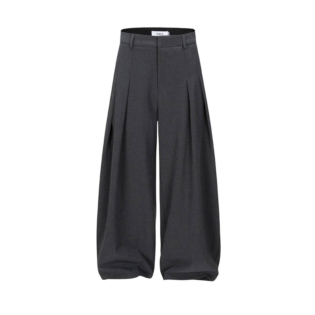 Damen Hochtaillierte weite Plissee-Hose mit Bügelfalte und Gürtelschlaufen Echoarchiv