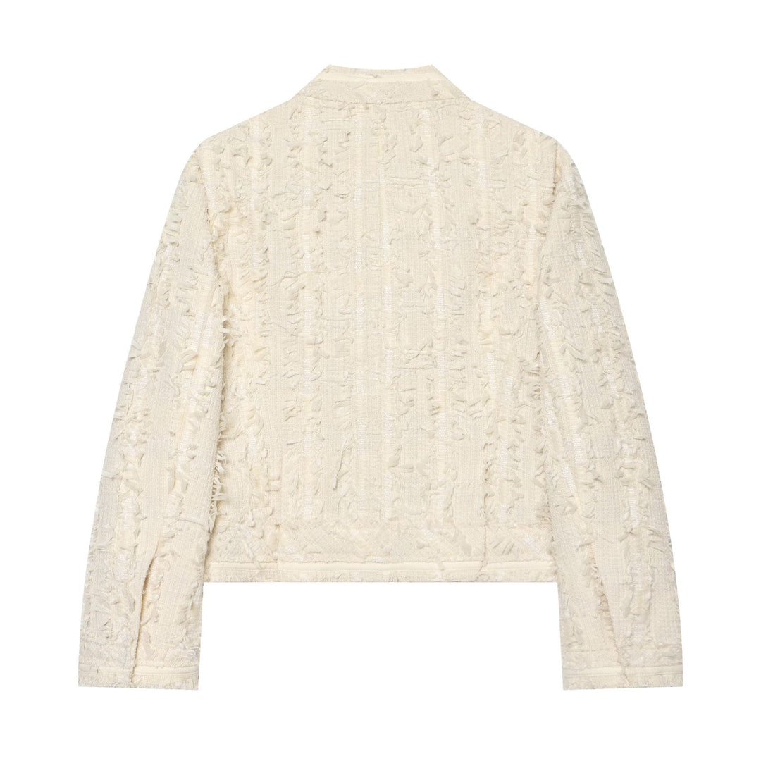 Damen Kurzjacke aus Bouclé-Tweed mit Fransendetails und Stehkragen Echo Archiv
