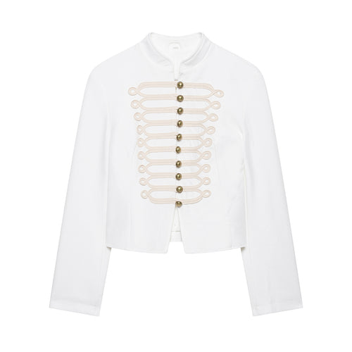 Damen Kurzjacke im Palais‑Hussarenstil mit Stehkragen und ornamentaler Zierbesatz Echo Archiv