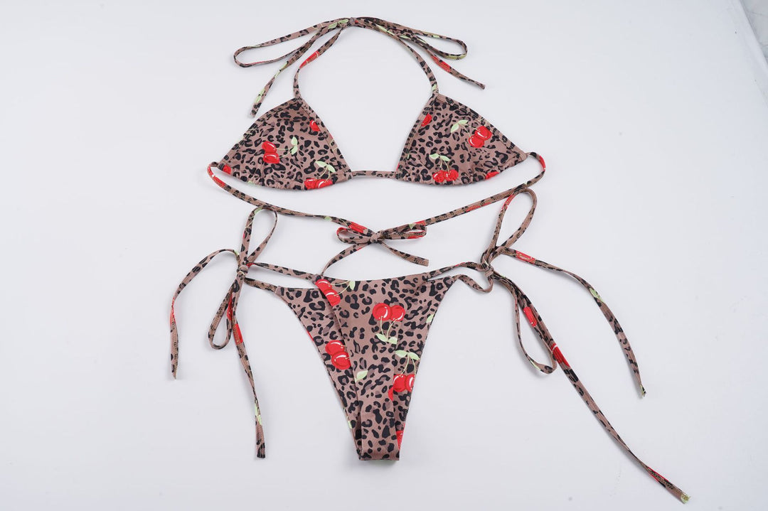 Damen Triangel-Bikini-Set mit floralen Akzenten und animalischem Druck Echo Archiv