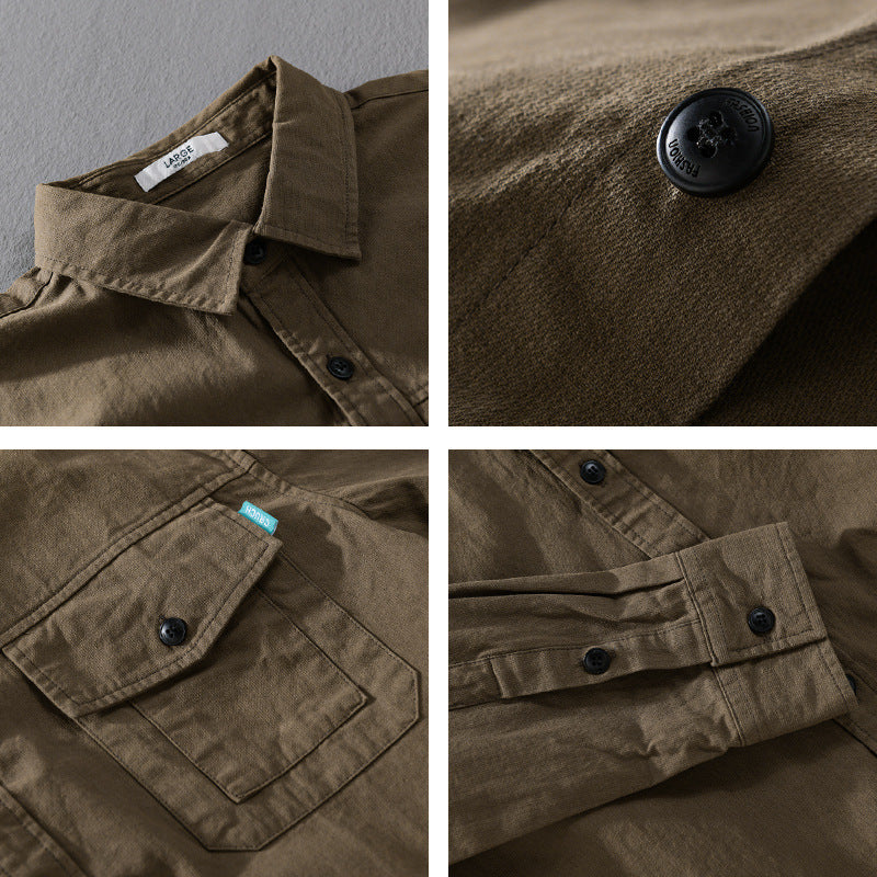 Herren Vintage-inspiriertes Worker-Overshirt aus Baumwollmix mit Brustklappe und entspannter Passform Echoarchiv