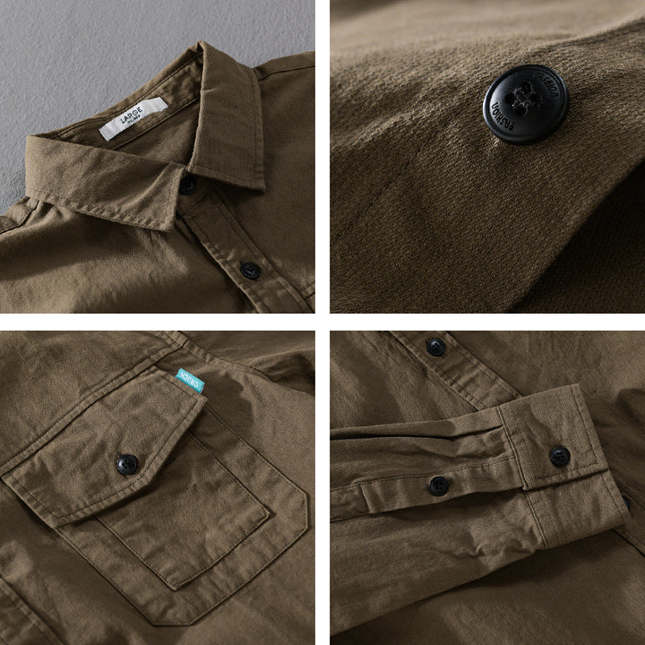 Herren Vintage-inspiriertes Worker-Overshirt aus Baumwollmix mit Brustklappe und entspannter Passform Echoarchiv