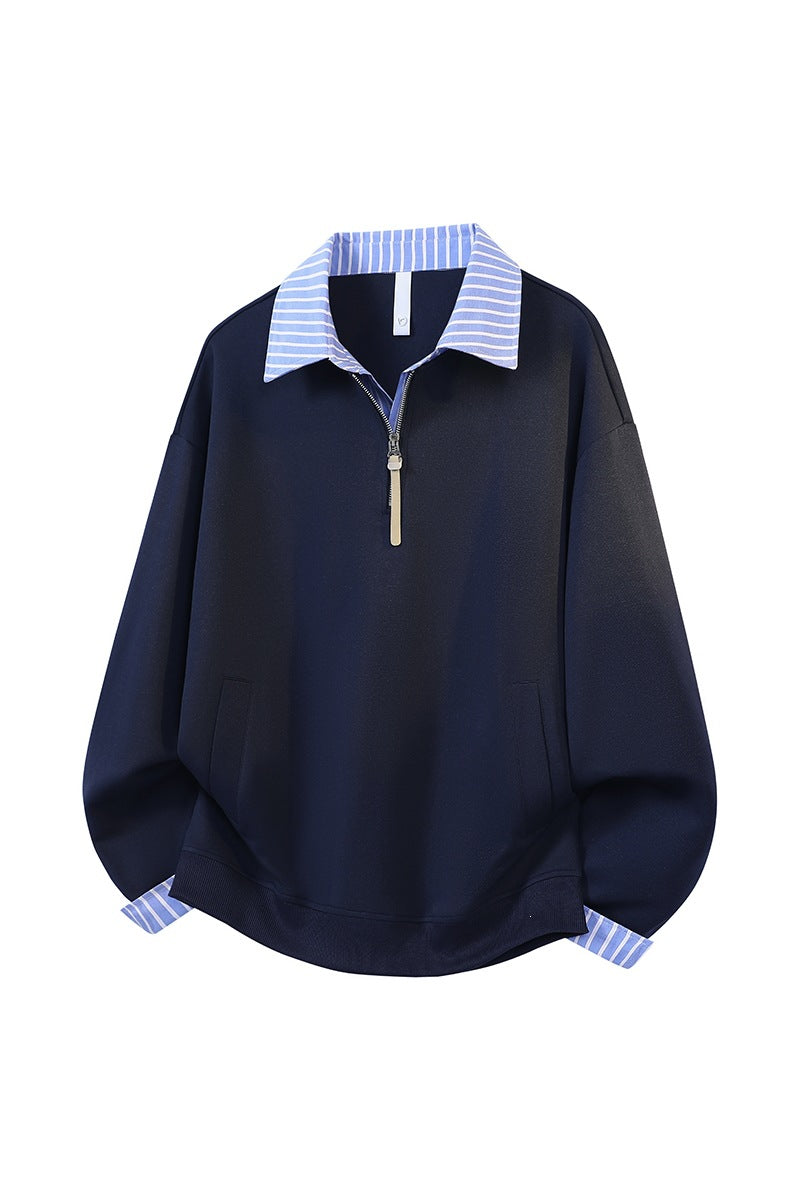 Damen Oversize-Sweatshirt mit Hemdkragen & Halbzip im Lagenlook Echoarchiv