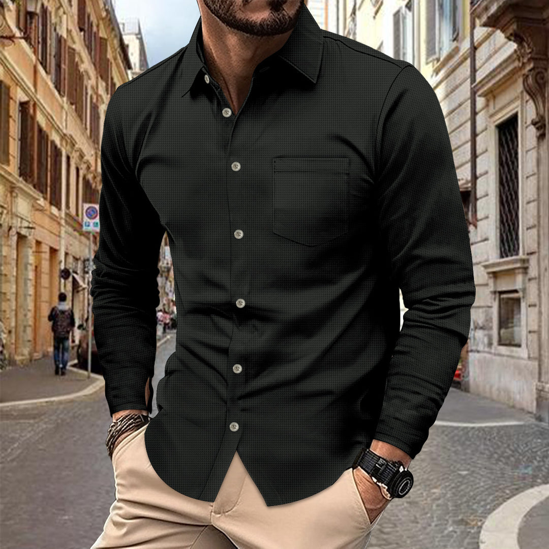 Herren langärmliges Hemd mit modernem Strukturdesign Echoarchiv