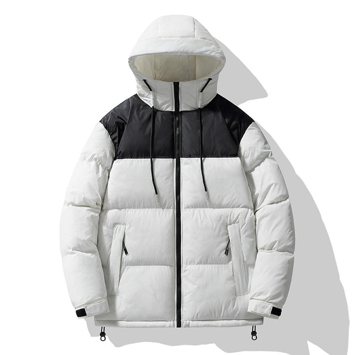 Herren  isolierte Kapuzen-Puff-Jacke in zwei Farben mit Reißverschluss-Utility-Taschen und verstellbarem Kordelsaum Echo Archiv