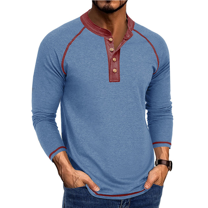 Herren Langarmshirt mit Ringeln und Knopfleiste Echoarchiv