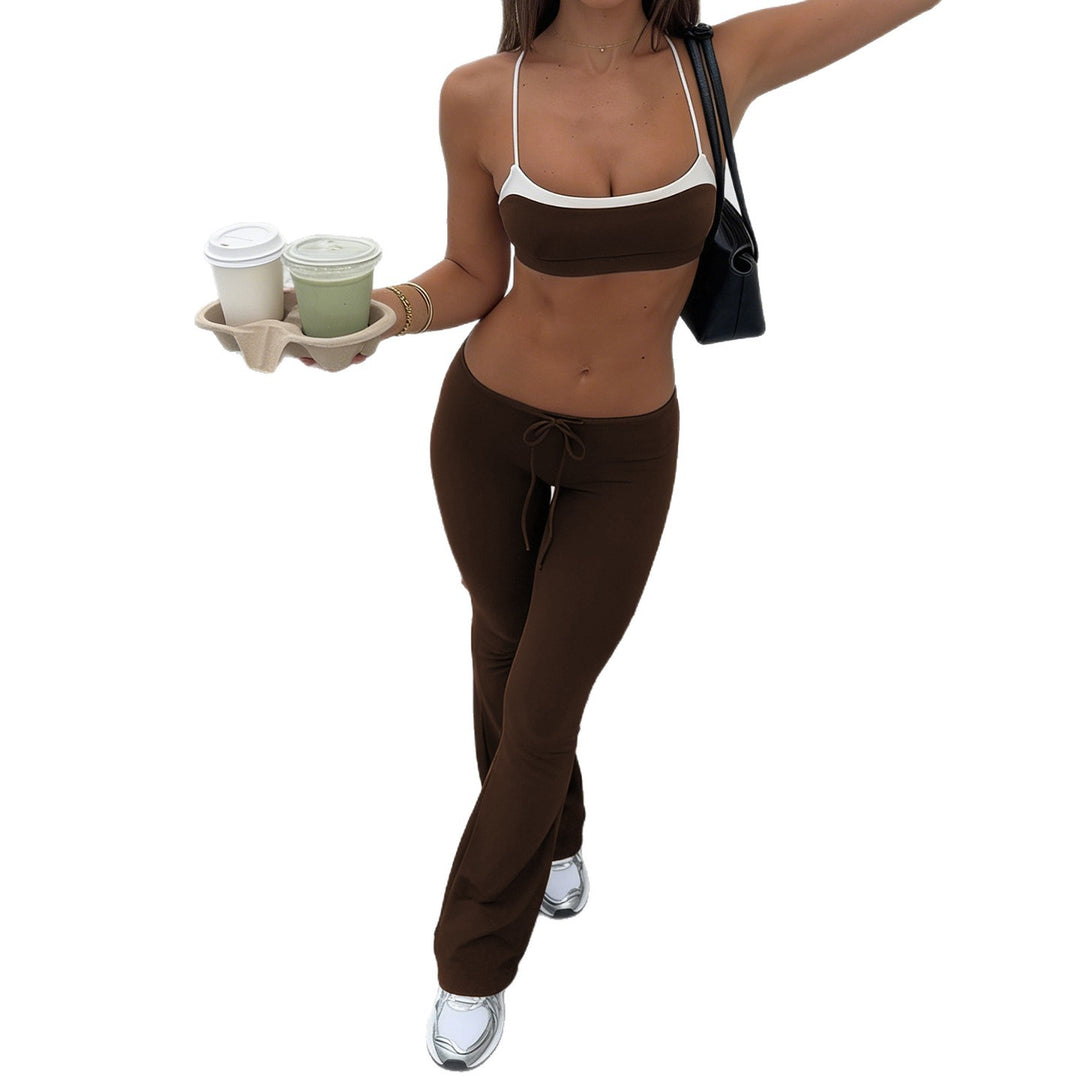 Damen sportliches Flared Set mit Crop-Top und bindbarem Bund Echo Archiv