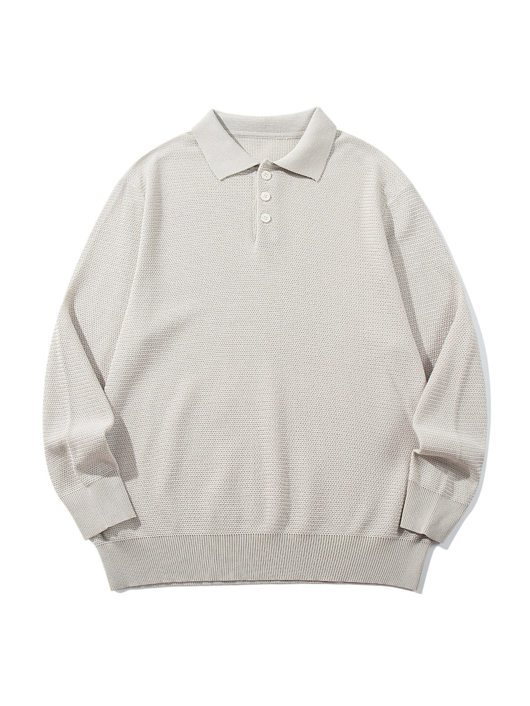 Unisex Waffelstrick-Polo im Relaxed-Fit mit dreifacher Knopfleiste und geripptem Saum Echoarchiv