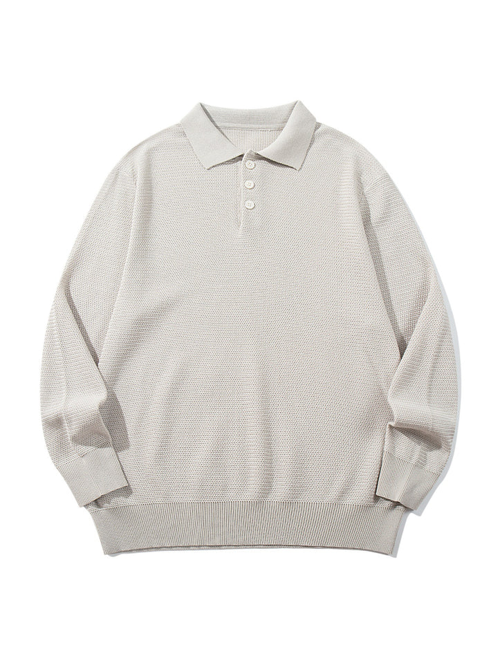 Unisex Waffelstrick-Polo im Relaxed-Fit mit dreifacher Knopfleiste und geripptem Saum Echoarchiv