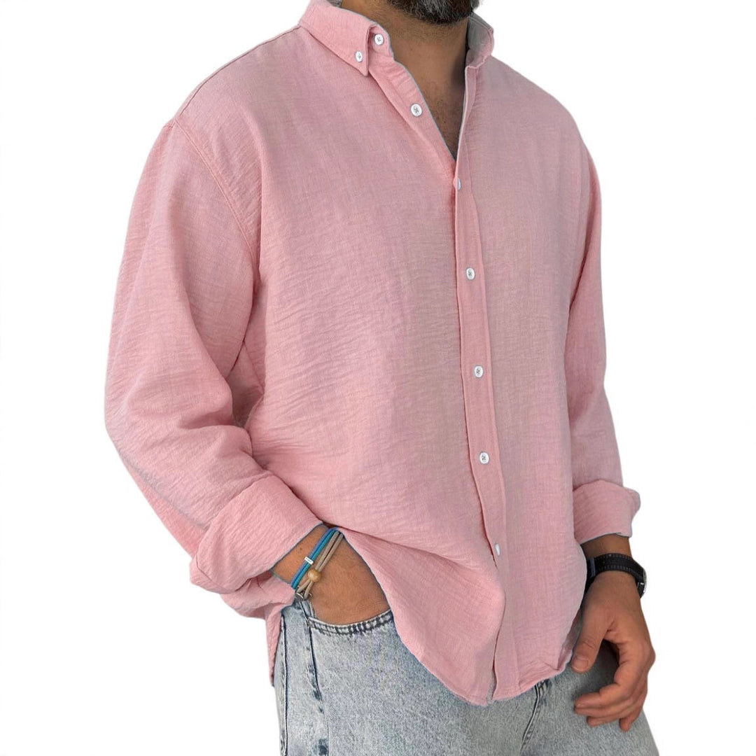 Herren nan leichtes Baumwoll-Leinen-Hemd mit Button-Down-Kragen und entspannter Relaxed-Fit Echo Archiv
