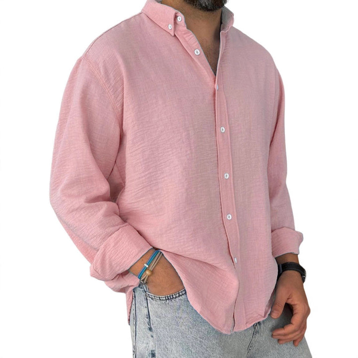 Herren nan leichtes Baumwoll-Leinen-Hemd mit Button-Down-Kragen und entspannter Relaxed-Fit Echo Archiv