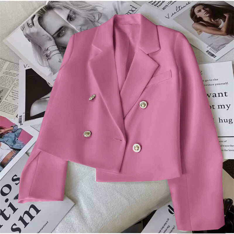Damen Modischer Kurzblazer mit doppelt geknöpften Details Echo Archiv