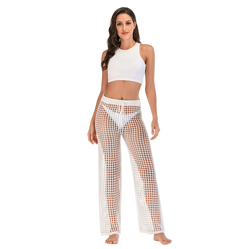 Damen Häkel Strandhose mit hoher Taille und weitem Schnitt Echo Archiv
