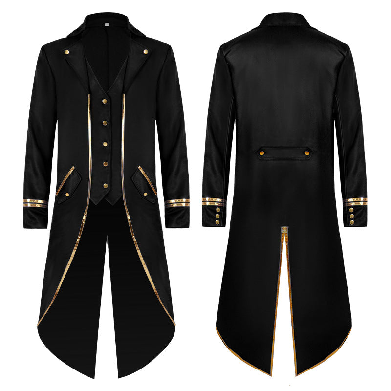 Damen nan langer taillierter Blazer-Mantel mit goldener Kettendetail und einreihigem Verschluss Echo Archiv
