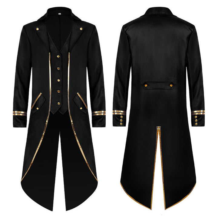 Damen nan langer taillierter Blazer-Mantel mit goldener Kettendetail und einreihigem Verschluss Echo Archiv