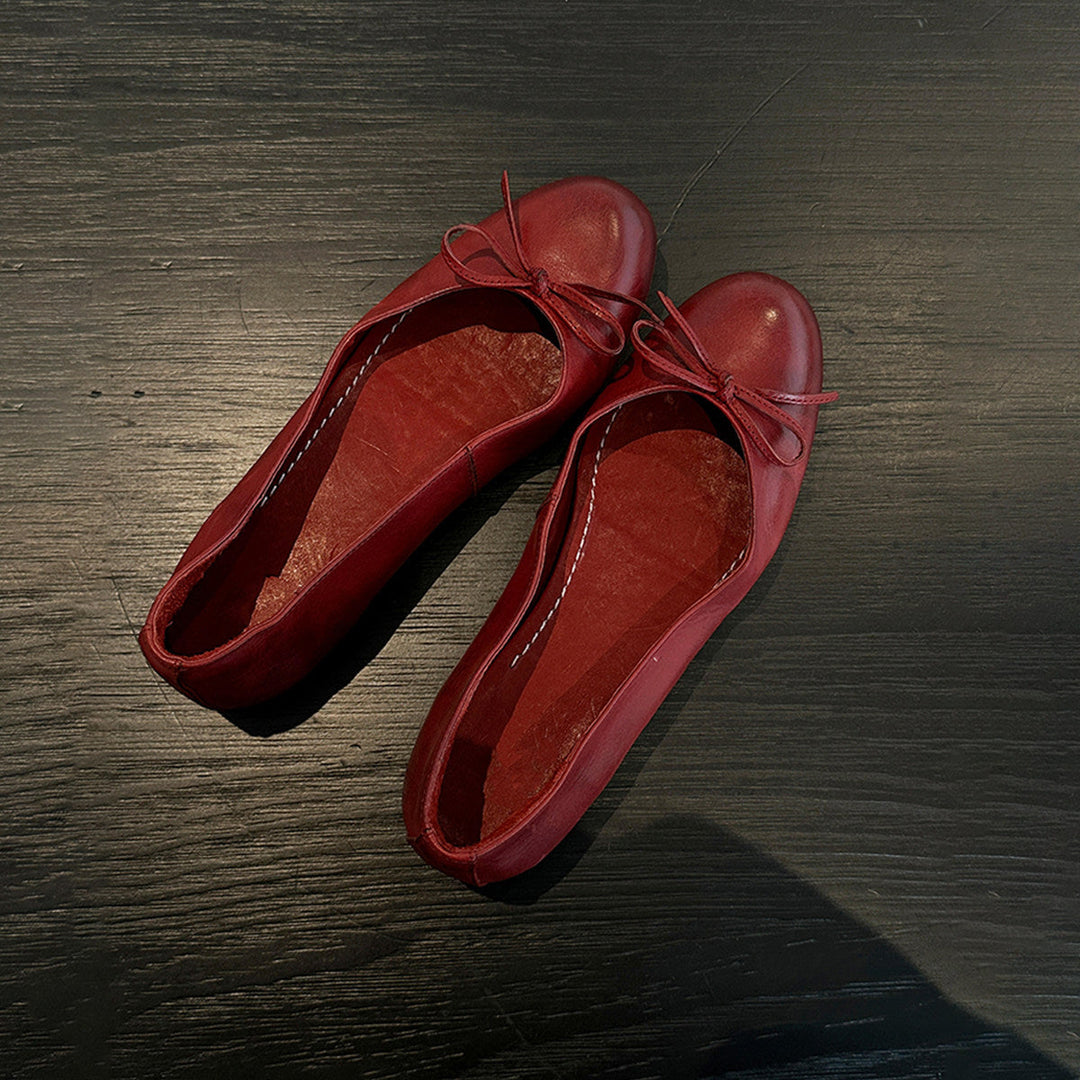 Damen Ballerina Schuhe aus weichem Leder mit elegantem Schleifendetail Echoarchiv