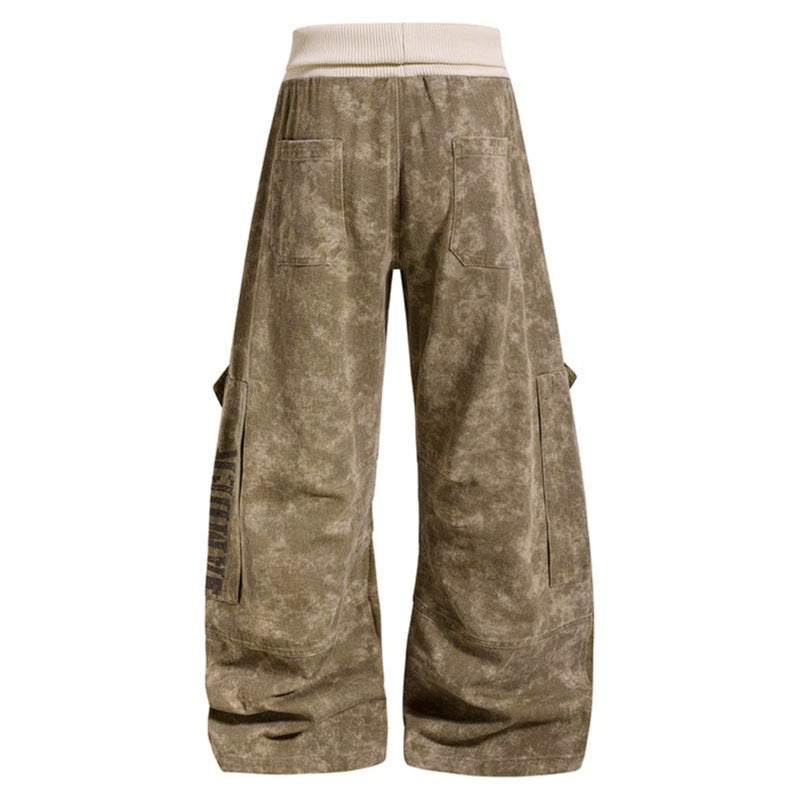 Damen Weite Cargo-Culotte-Hose mit hohem Rippbund und Utility-Taschen Echoarchiv