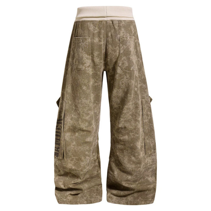 Damen Weite Cargo-Culotte-Hose mit hohem Rippbund und Utility-Taschen Echoarchiv