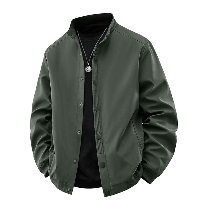 Herren Clean-Cut Stehkragen-Bomberjacke aus windabweisendem Material mit Druckknopfleiste Echoarchiv