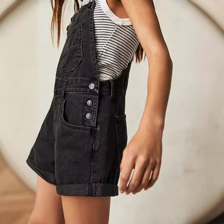Damen Denim-Latzshorts mit modernen Details und praktischen Taschen Echo Archiv
