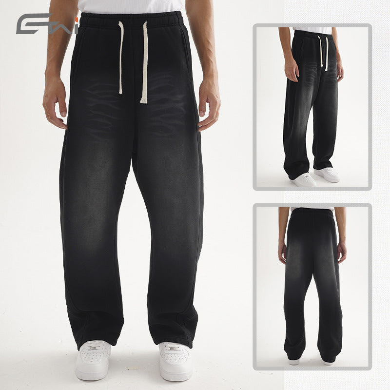 Herren Weite Sweathose im Haremsschnitt mit tiefem Schritt, extra langen Kordeln und Vintage-Fade Echo Archiv