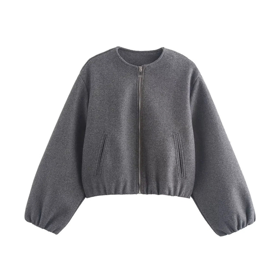 Damen Lockere Blousonjacke Aus Weichem Material Echoarchiv