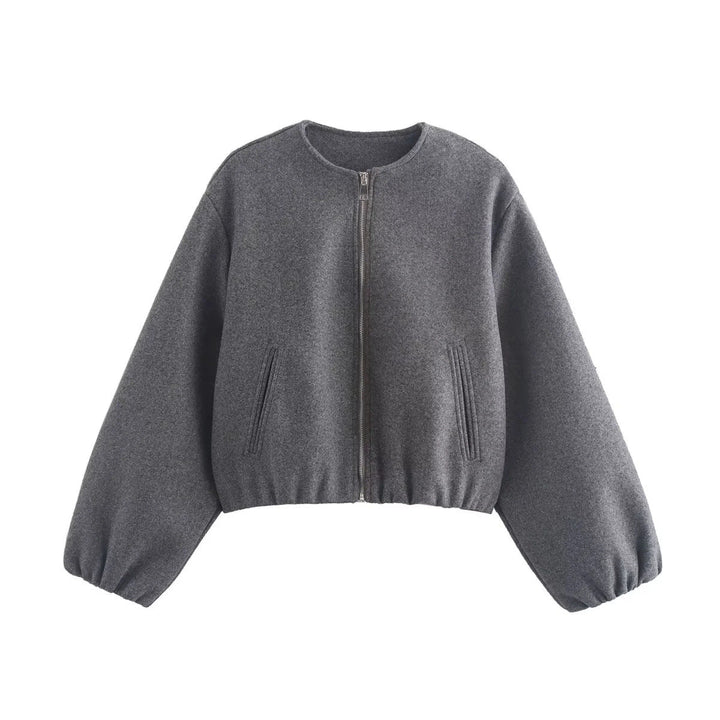 Damen Lockere Blousonjacke Aus Weichem Material Echoarchiv