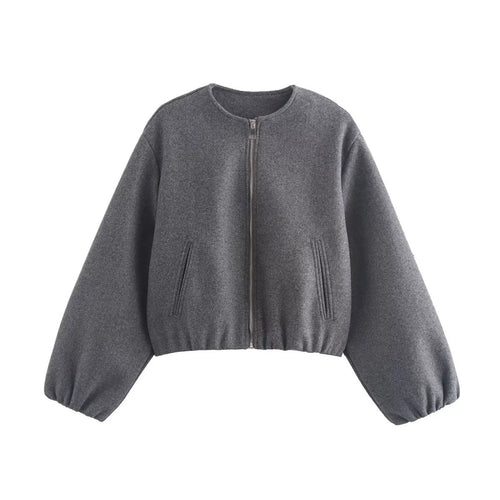 Damen Lockere Blousonjacke Aus Weichem Material Echoarchiv