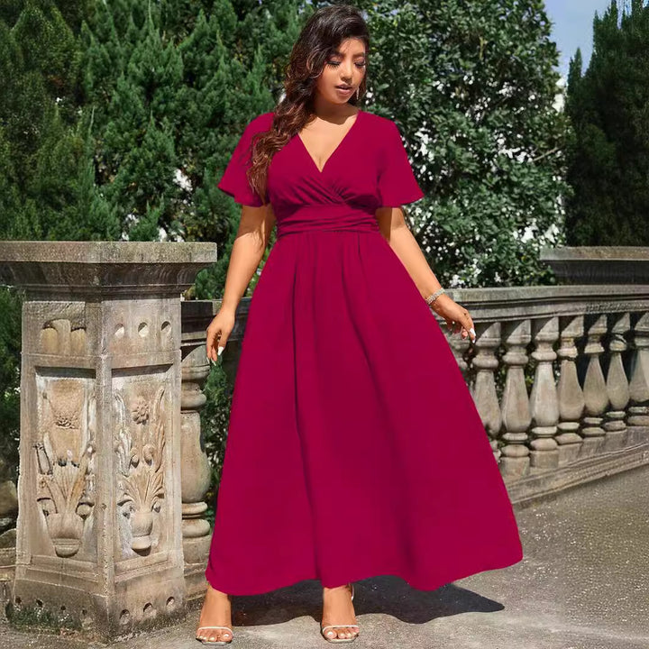 Damen Maxikleid mit tiefem V-Ausschnitt und tailliertem Schnitt Echo Archiv
