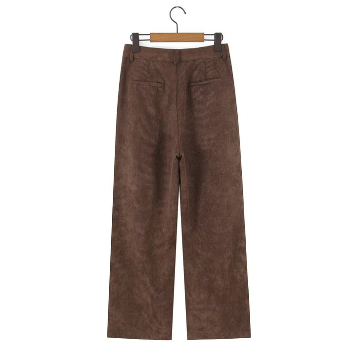 Damen Hochtaillierte Cordhose mit weitem Bein und Bundfalten Echo Archiv