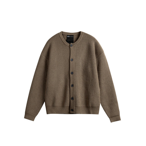 Damen Oversize-Rippenstrick-Cardigan mit Rundhals und durchgehender Knopfleiste Echoarchiv