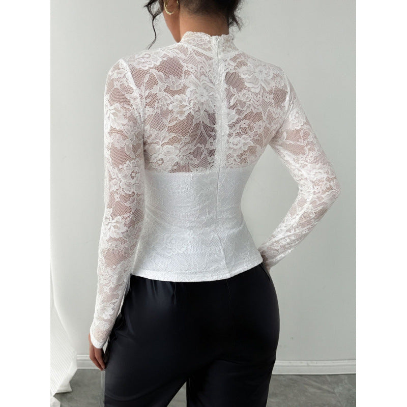 Damen Spitzenbody mit elegantem Stehkragen und langem Arm Echo Archiv