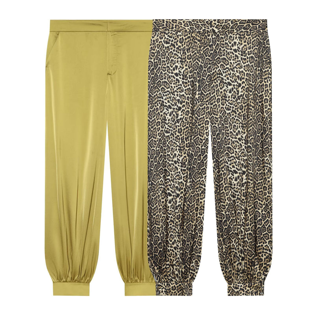 Damen Lässige Haremshose mit Leopardenprint, weitem Fall und elastischen Bündchen Echoarchiv