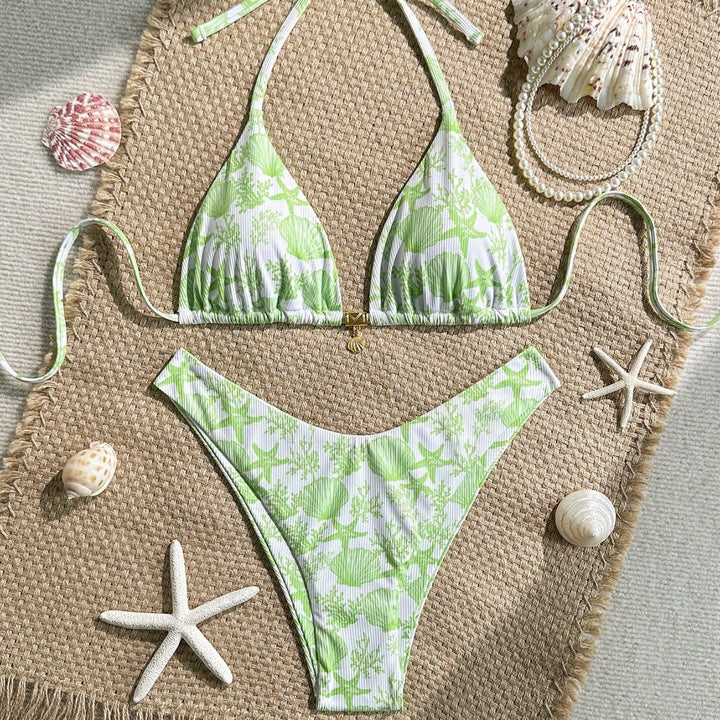 Damen Triangel-Bikini mit maritimem Korallenmuster Echo Archiv
