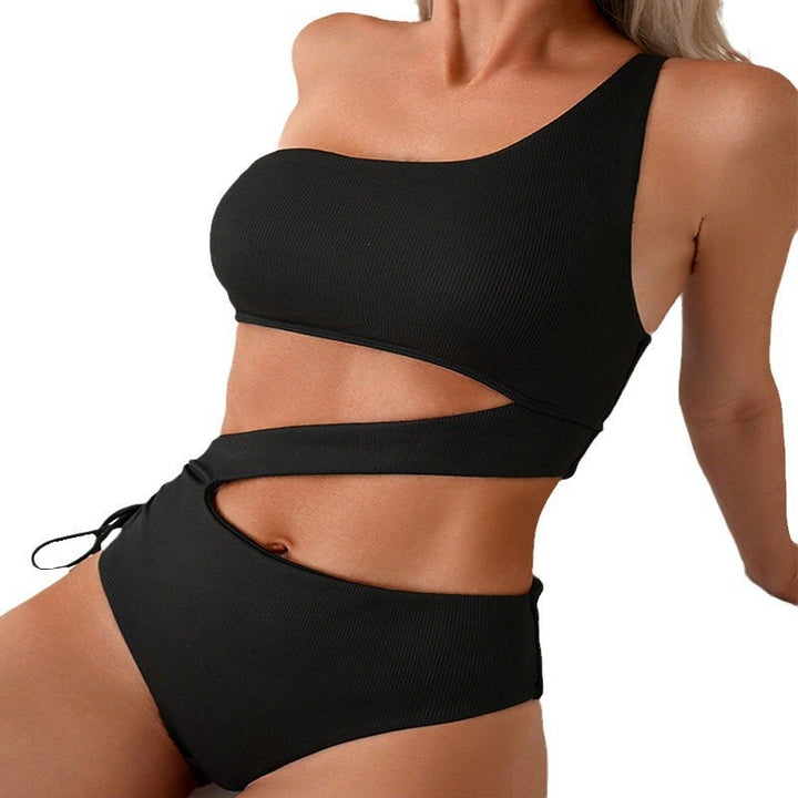 Damen einseitiger Badeanzug mit raffiniertem Wickeldesign Echo Archiv