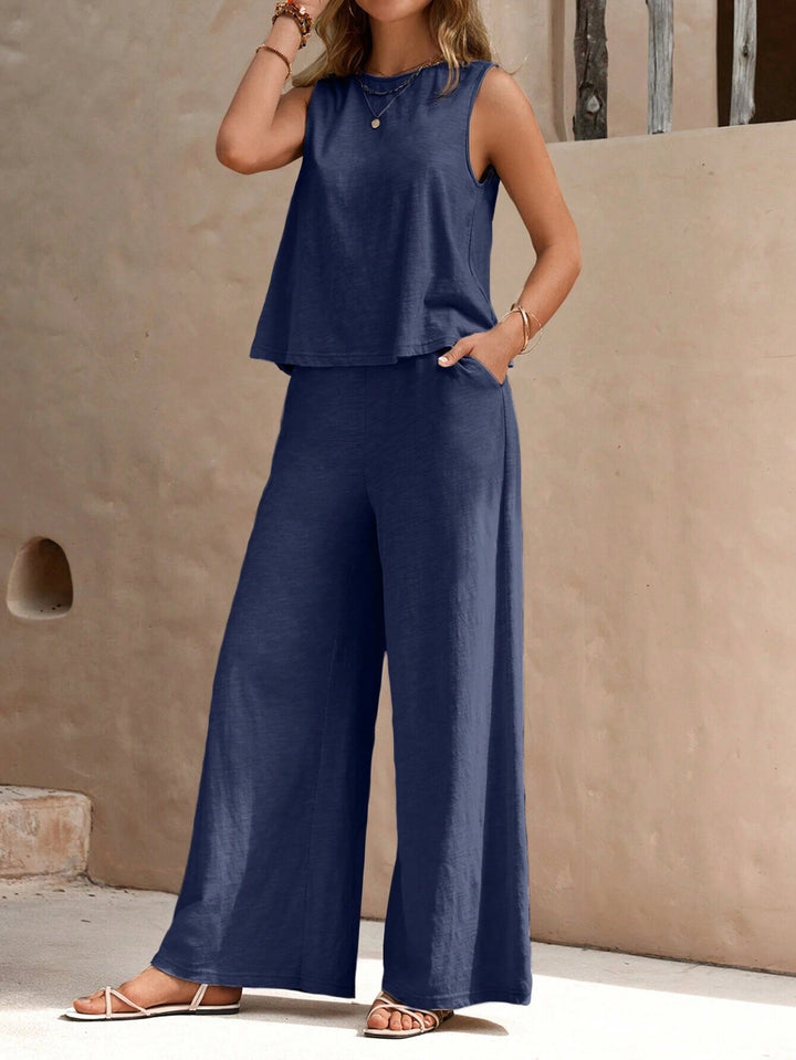 Damen Zweiteiliges Jersey-Set mit ärmellosem Top und weiter Palazzohose Echo Archiv