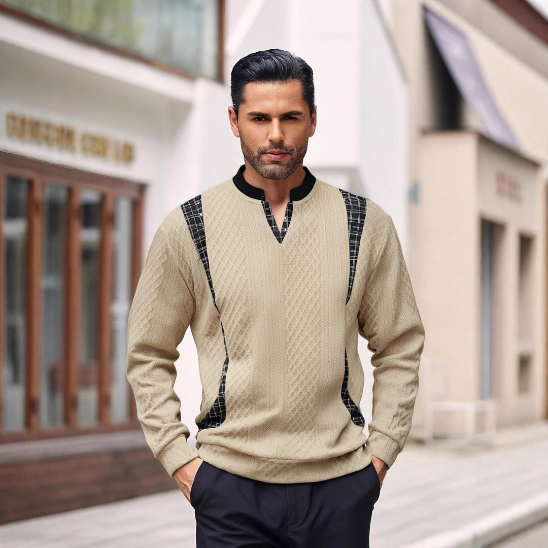 Herren Strickpullover mit modischen Karoelementen Echoarchiv