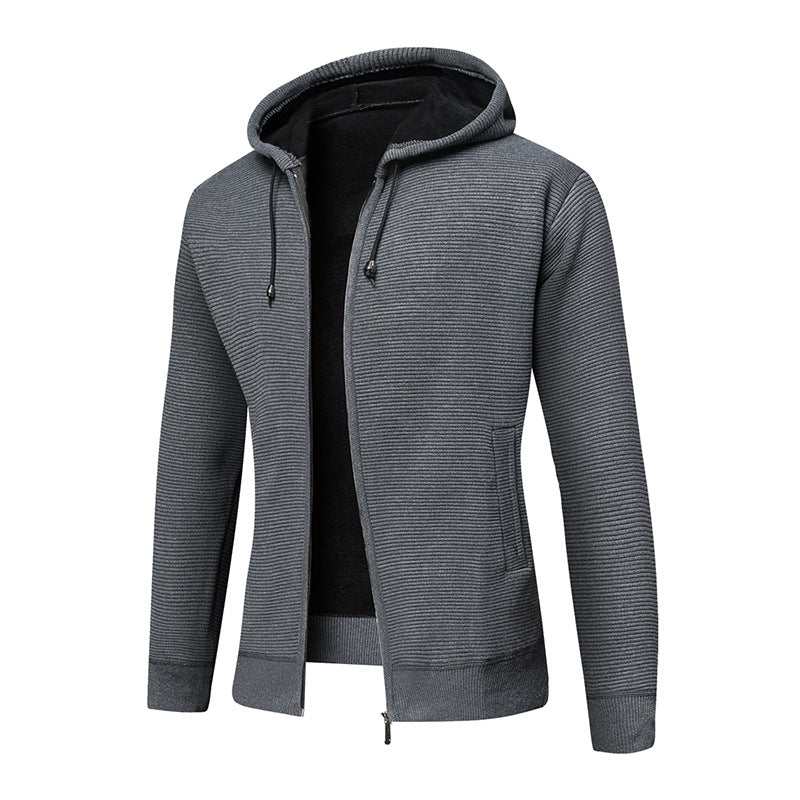 Herren fleecegefütterte Kapuzenjacke mit modischem Rippdesign Echoarchiv