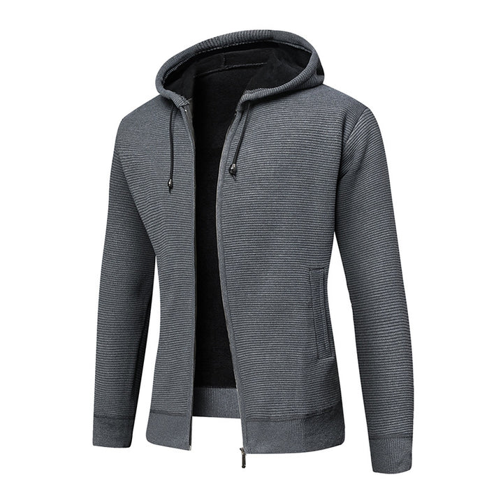 Herren fleecegefütterte Kapuzenjacke mit modischem Rippdesign Echoarchiv