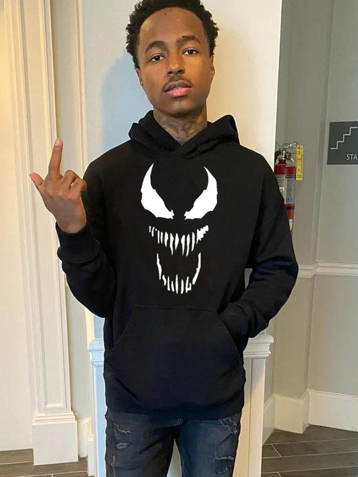 Herren Kapuzenpullover mit auffälligem Monster-Print Echoarchiv