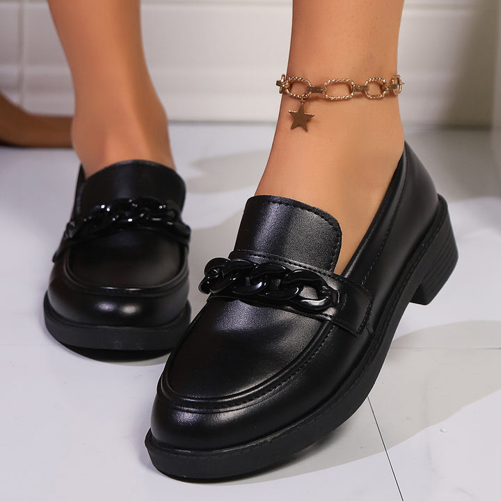 Damen nan Lack-Loafer mit auffälligem Kettendetail und gepolsterter Plateau-Laufsohle Echo Archiv
