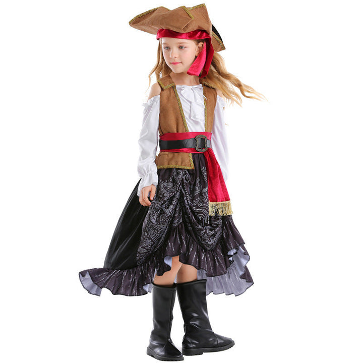 Mädchen Piratenkostüm mit authentischen Accessoires und schwingendem Rock Echo Archiv