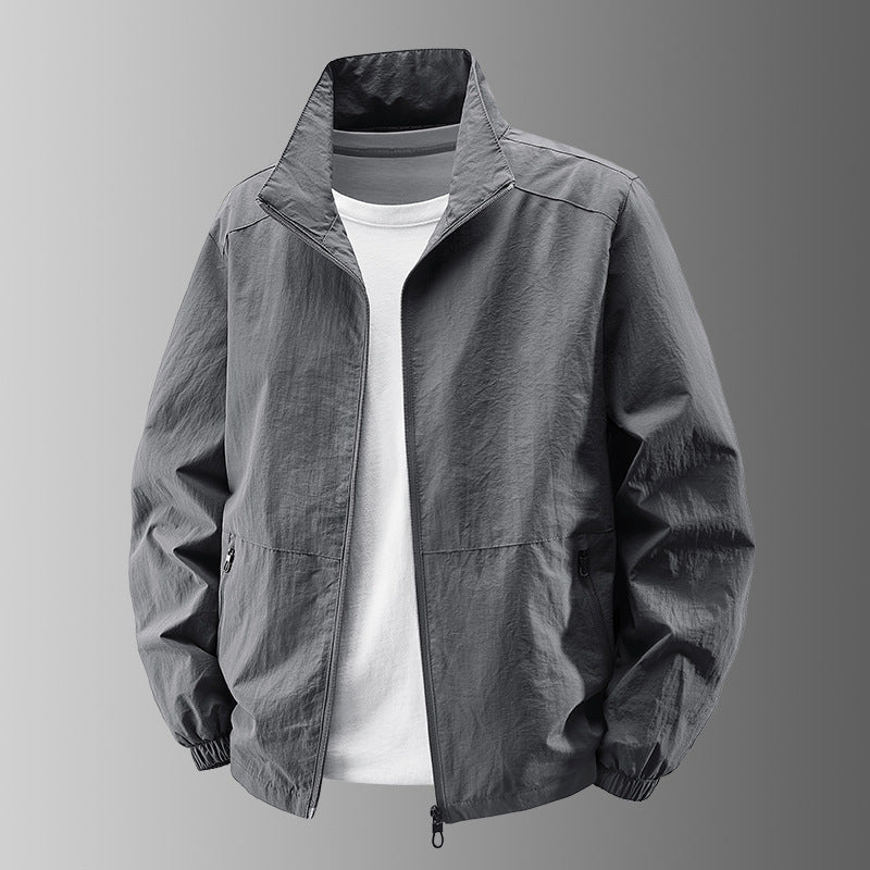Herren nan atmungsaktive leichte Windjacke mit Stehkragen, elastischen Bündchen und verdeckten Reißverschlusstaschen Echo Archiv